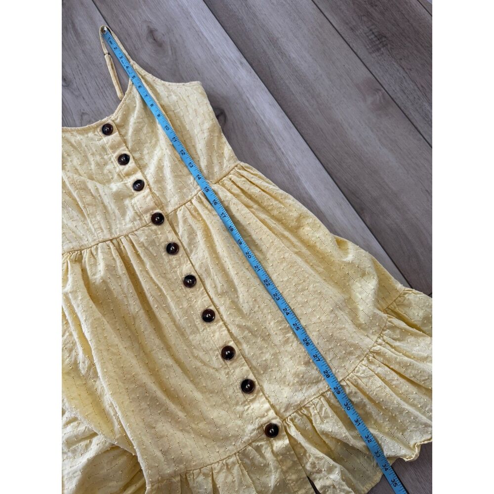 Japna Butter Yellow Eyelet Ruffle Hem Sun Dress Smocked Back Boho Summer M - Picture 14 of 15